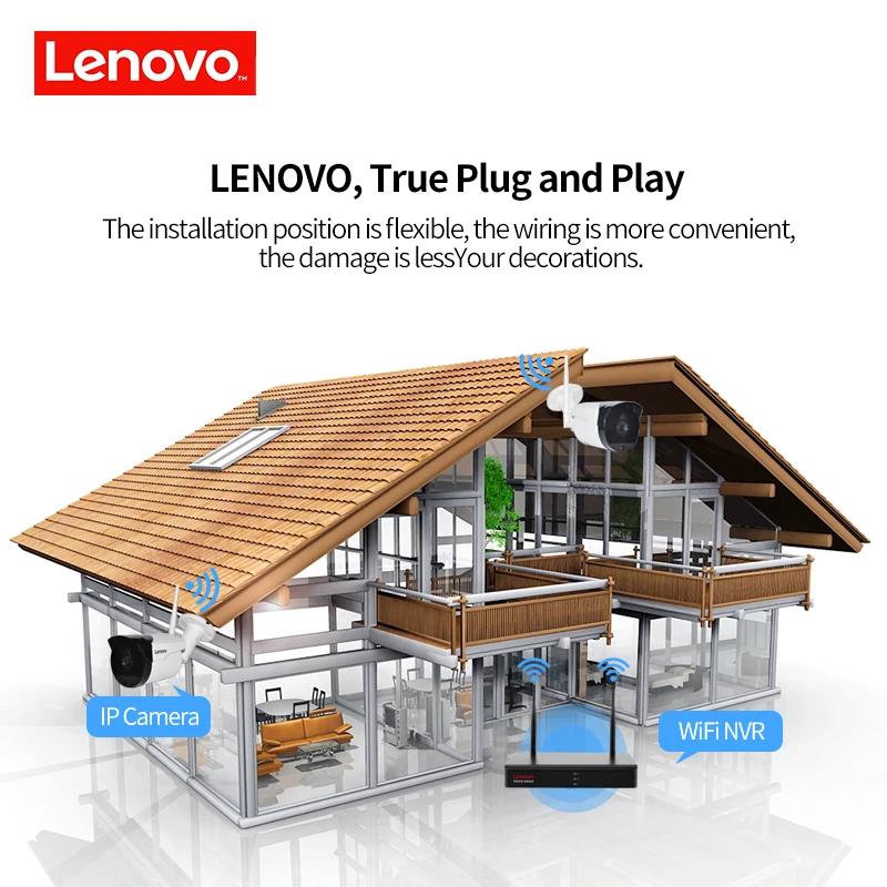 Беспроводная система видеонаблюдения LENOVO 1080P наружная камера 2 МП 8 каналов