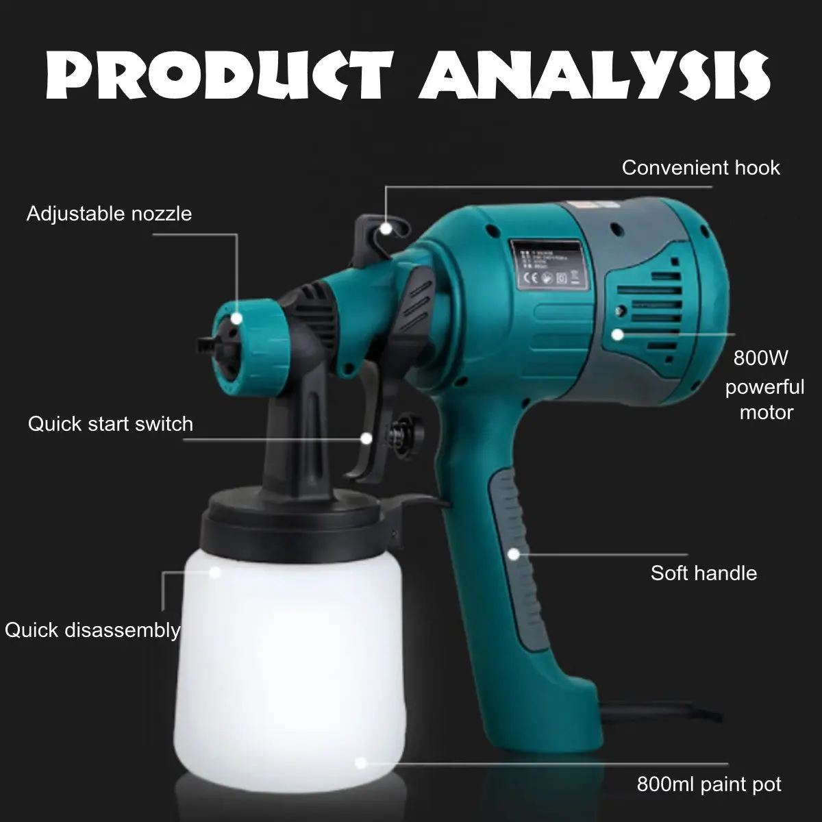 800 Вт Электрический распылитель пистолет Электрический распылитель краски ing компрессор с 800 мл банка-распылитель для стен окна дверные заборы 230-240 В