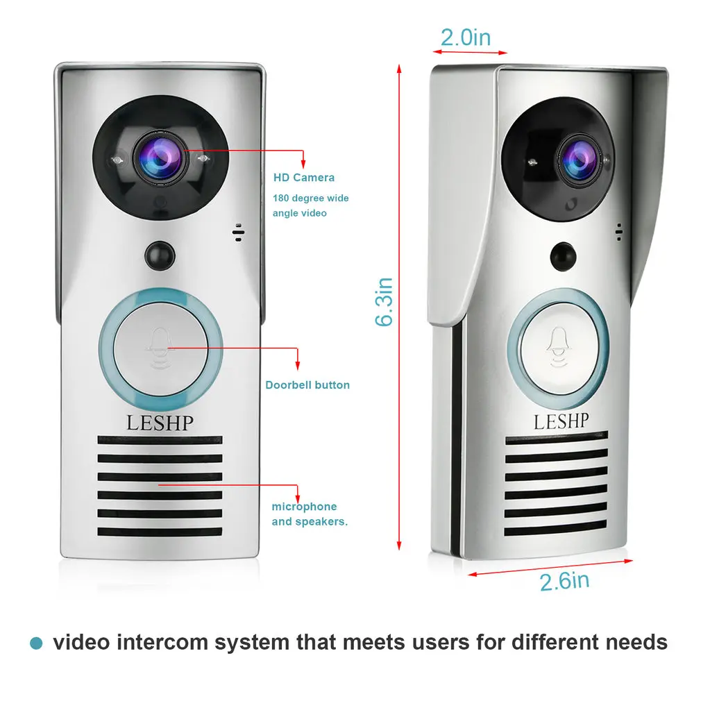 

LESHP Smart 2.4G Wifi Doorbell HD 1080 x 720P Camera Smart Guard & APP Live-view Infrared Night Vision 180 Degree Wide Angle