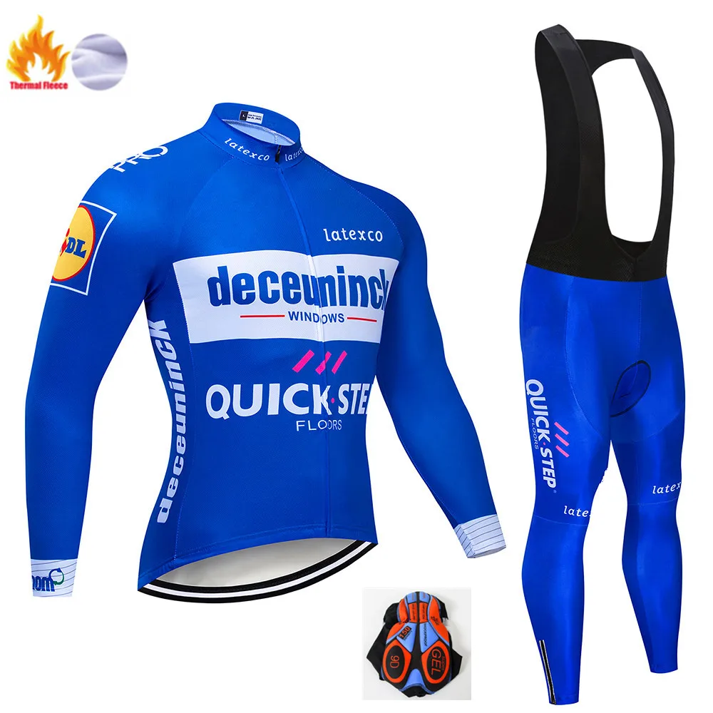 5 Colors Team QUICK STEP Cycling Jersey Set Belgium Bike Clothing Mens Winter Thermal Fleece Bicycle Clothes Cycling Wear - Цвет: Winter suit