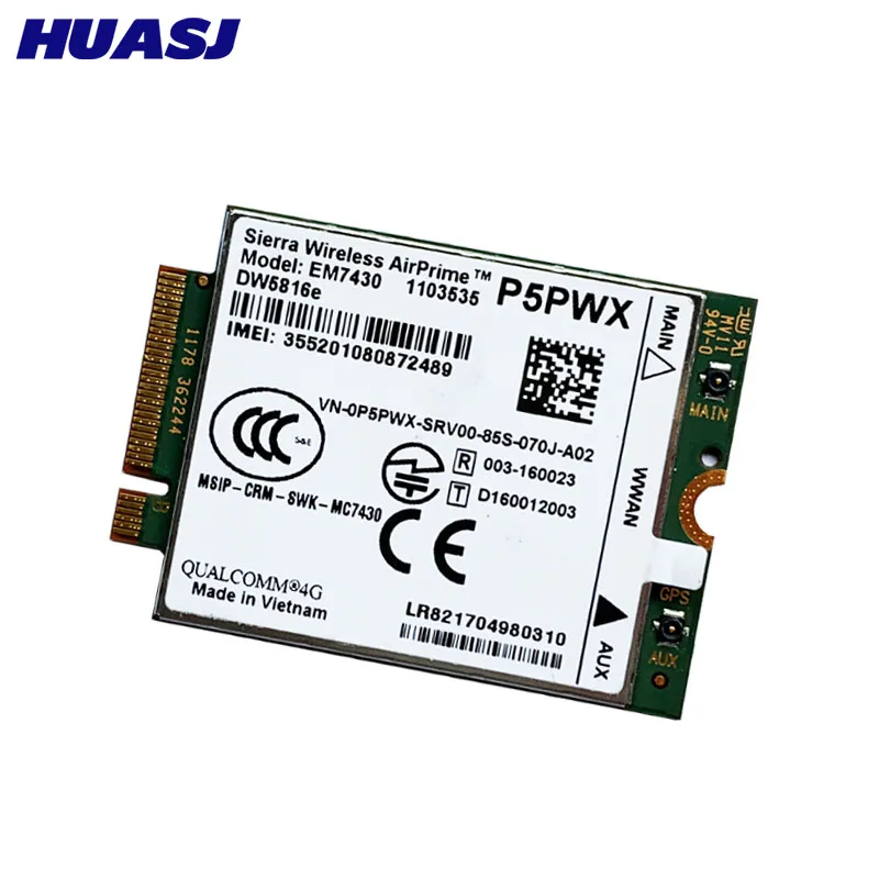 Huasj para EM7430 DW5816e GOBI6000 cat6 300M 4G LTE WWAN DW5816e para 7280, 7285, 7290, 7389, 7390, 7480, 7490 E7470 sim card modem usb