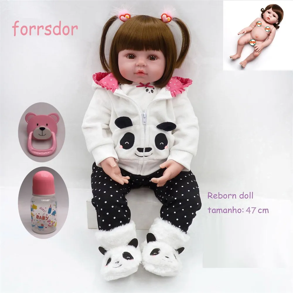 Newborn Doll Gift 18"47cm Reborn Likelike Baby Silicone Cute Babies PP Cotton US 