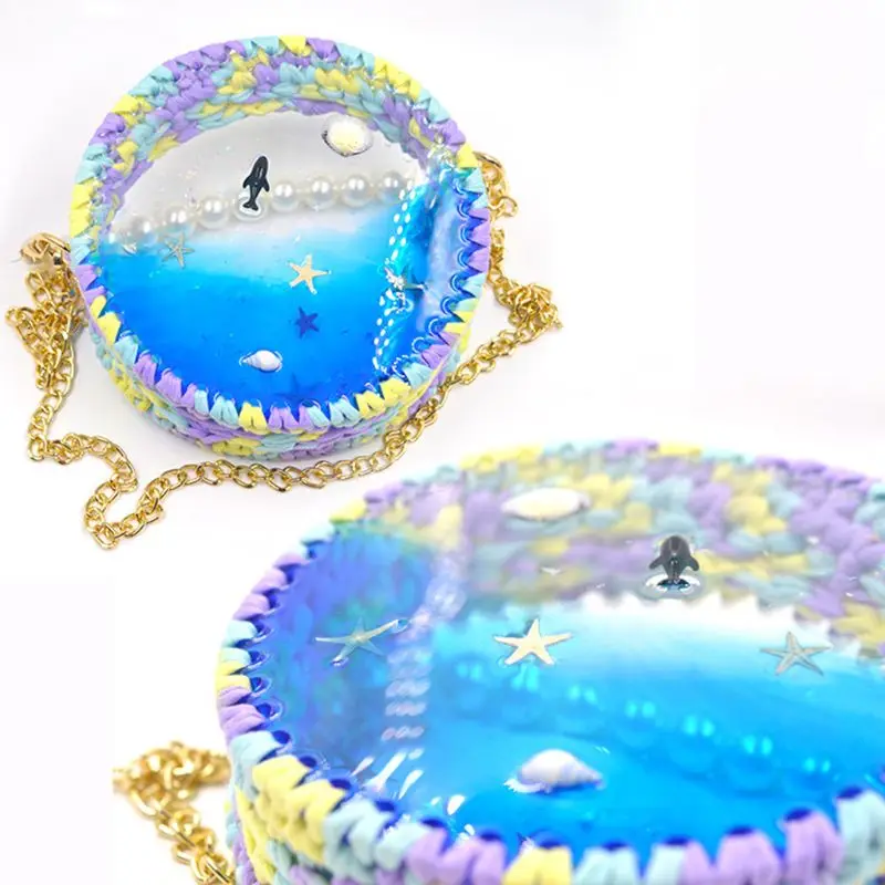 

JAVRICK UV Epoxy Mold for Woven Transparent Bag Hand-woven Crochet Wool Yarn DIY Material Package