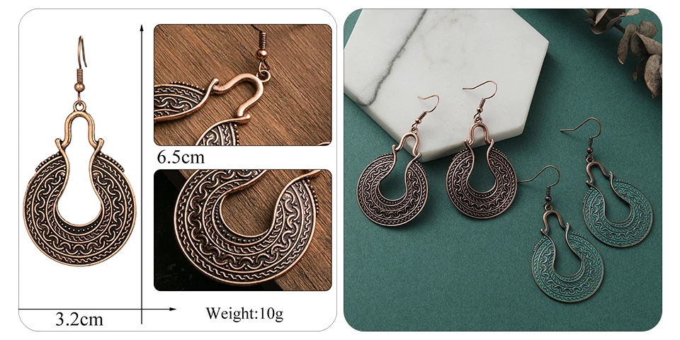 Ethnic Bohemia Vintage Earrings for Women Indian Jewelry Metal Tassel Fringe Drop Earrings Silver Rose Gold Bronze Geometric Leaf Round Circle Earring Wholesale Dropshipping (55)