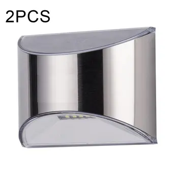 

2 PCS Stainless Steel Security Solar Wall Lights Powered Lamp Waterproof Outdoor Decoration Courtyard Street Pathway