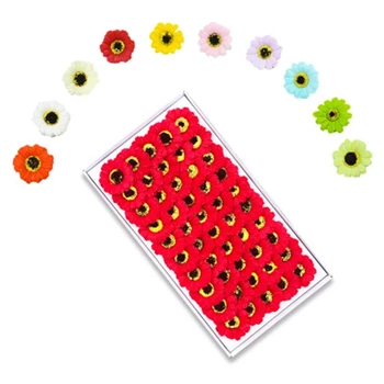 

50PCS Soap Flower Artificial Flowers Little Daisies Sun Flower Flower Head Bouquet Making Gift Box With Florist Materials