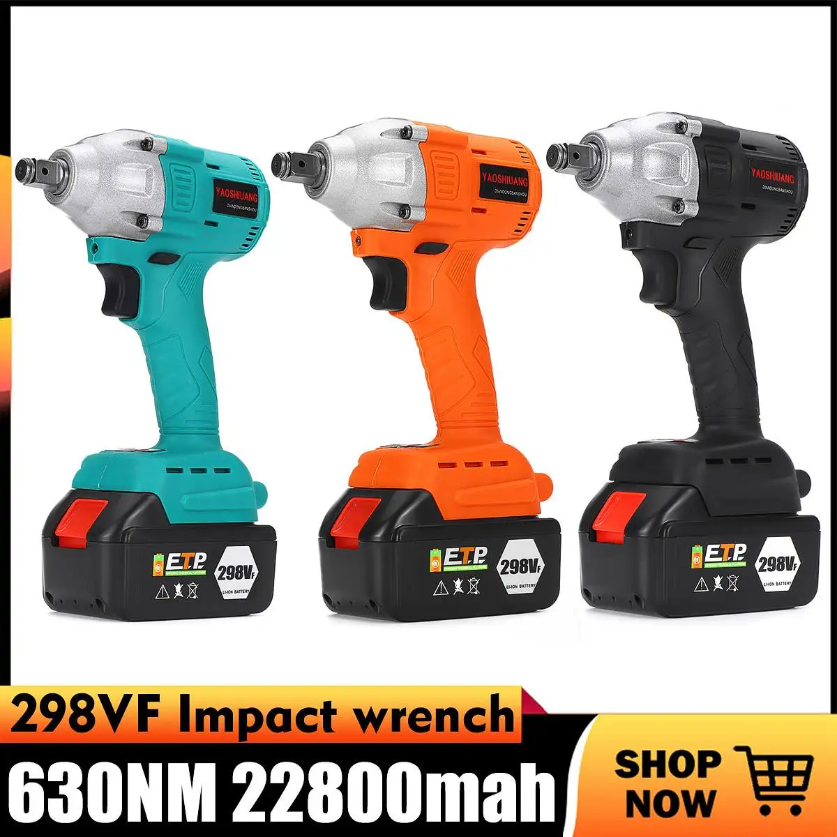 2 батареи 22800 мАч электрические гаечные ключи 298VF 650NM 1/2 ''Электрический ударный гайковерт бесщеточный беспроводной ударный гайковерт электроинструмент