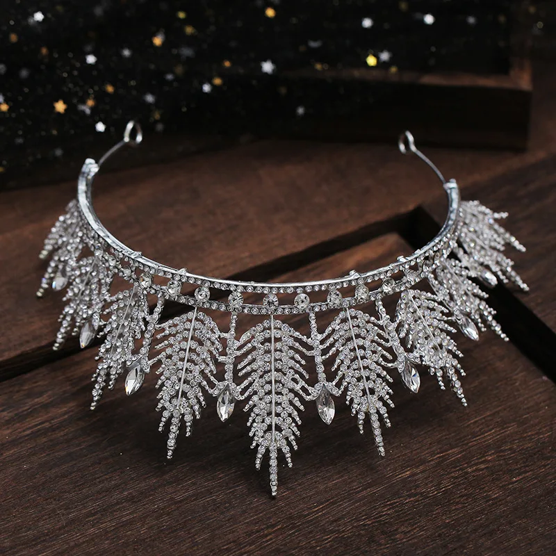 Vintage Crown Wedding Hair Accessories Big Tiara Wedding Crowns And Tiaras Princess Diadem Women Hair Jewelry
