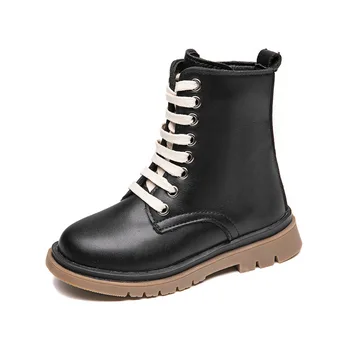

2020 Autumn Winter Children Boots Fashion Martin Boots For Boys Girls Zipper British Style Motorcycle Boots Black Single Layer
