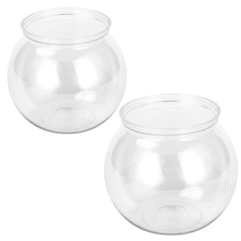 K5DC Plastic Round Aquarium Unbreakable Clear Desktop Fish Bowls for