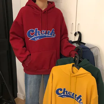 

5 Colors 2019 autumn and winter korean style letter embroidery thicking hoodies womens sweatshirts and pullovers (F3887)