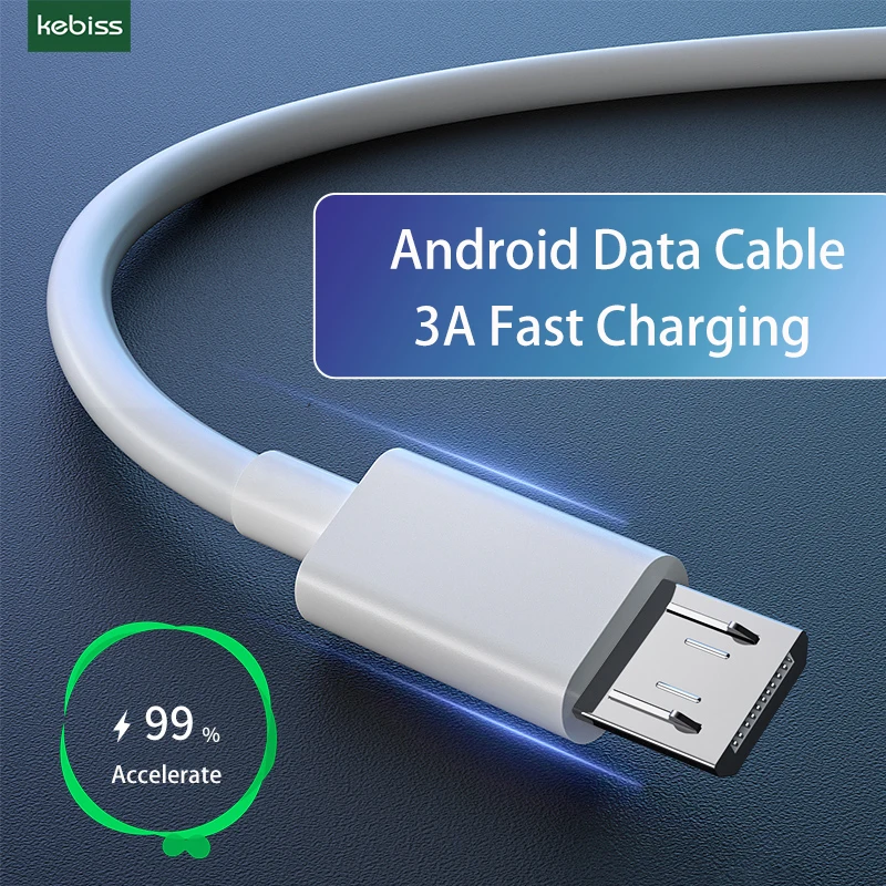 Kebiss микро USB кабель 3A для быстрой зарядки и передачи данных зарядное устройство