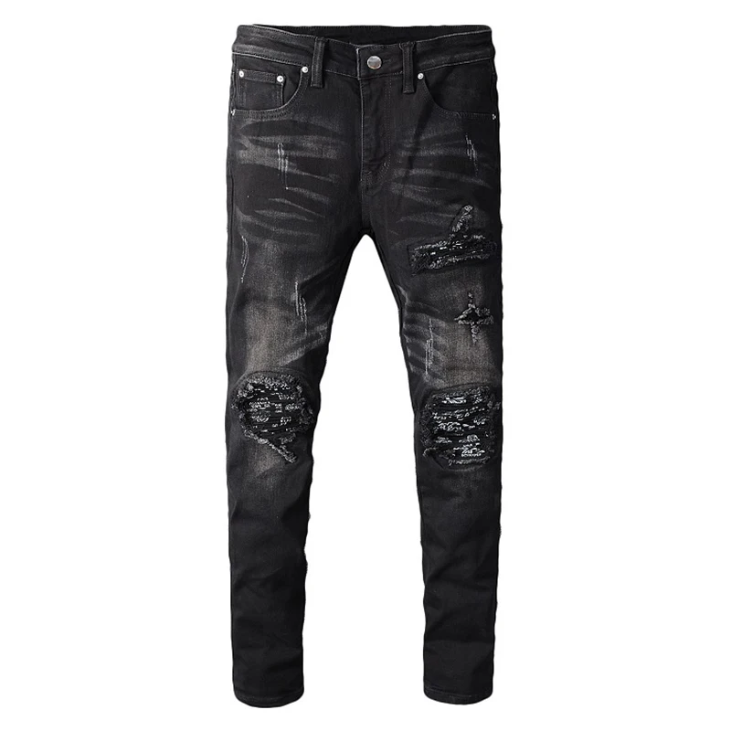 black biker jeans ripped