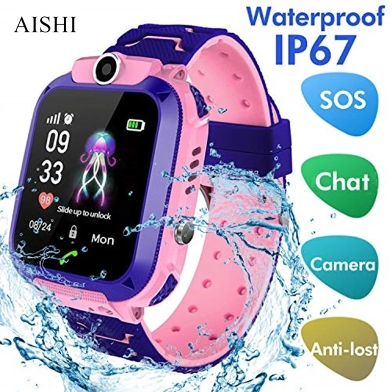 AISHI Q12 Детские Смарт часы SOS телефон для детей Sim карта фото водонепроницаемый IP67 IOS