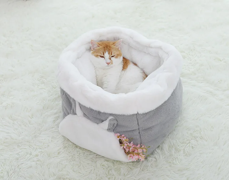 Мягкая кровать для питомца кошки для маленьких собак, кровати для кошек, диван, зимние теплые коврики, домик для кошки, гнездо для питомца, глубокая спальная кровать, подушка для котенка