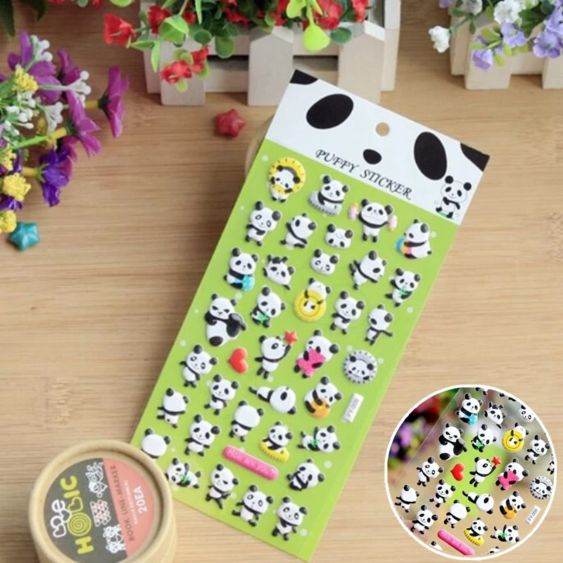 

1sheet Cute Kawaii Panda 3D Stickers Bubble Sponge Panda Stickers DIY Decoration For Phone Laptop Stationery Diary Scrapbooking
