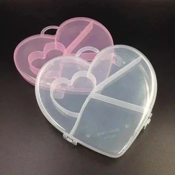 

Cartoon Heart Pink Clear Plastic Storage Box Jewelry Box Jewelry Organizer Holder Cabinets For Small objects