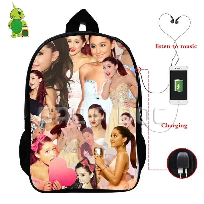 21 Ariana большая сумка-рюкзак знаменитая звезда Многофункциональный usb зарядка Разъем для наушников школьные сумки для подростков женщин мужчин повседневные дорожные сумки - Цвет: 21