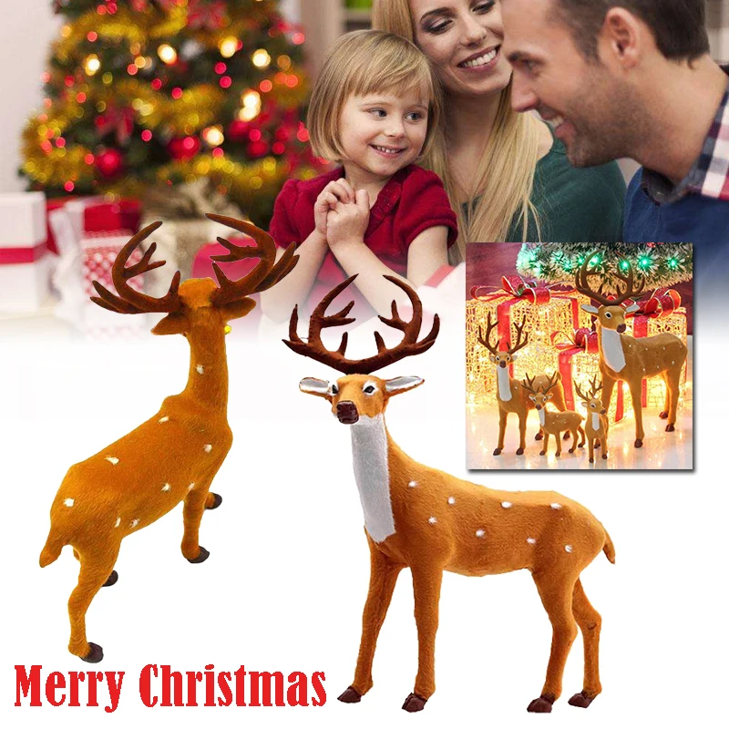 2019 Christmas ELK Deer Plush Doll Xmas  Reindeer Xmas Decorations Ornaments for Shop Home New Year Standing Gift Office Decor
