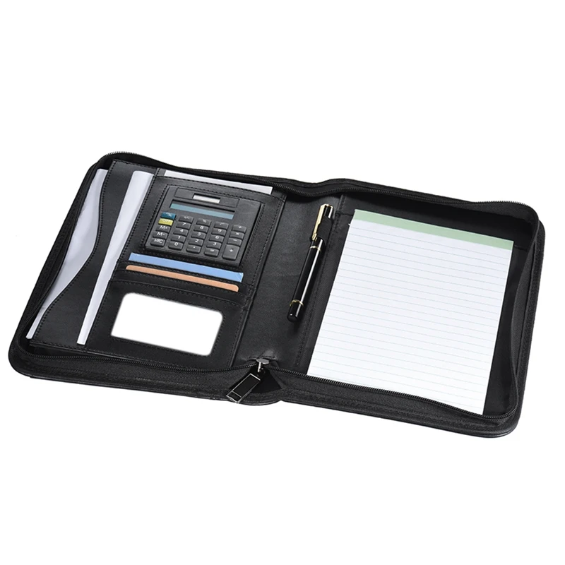 Padfolio искусственная кожа A5 Портативный Бизнес Портфель папка с калькулятором для деловых людей или интервью