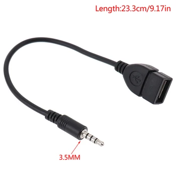 

1PC Auto Car Electronics 3.5mm MP3 Male AUX Audio Plug Jack To USB 2.0 Female Converter Cable Cord For Play Music Audio Cable