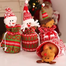 Рождественские украшения, вязаная кукольная Подарочная сумка, сумка для конфет, подарочная упаковка, Санта-Клаус, снеговик, олененок, медведь+ вязаная кукла, 15x33 см