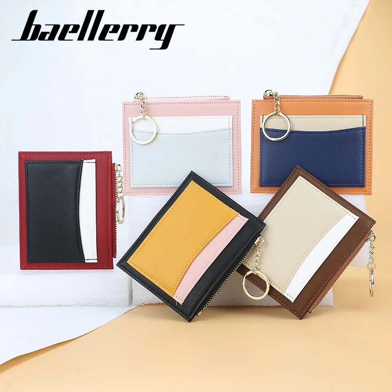 Baellerry держатель для карт, Женский мягкий кожаный брелок, сумка, маленькие кошельки для карт, Женский органайзер, мини Чехол для кредитных карт на молнии, сумка для монет