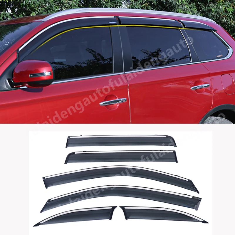 6pcsForMitsubishiOutlander20132019ChromeWindowVisorVentShade