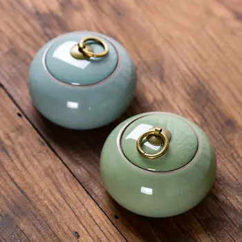 

1PC Ceramic Tea Jars Small Sealed Can With Lids Household Storage Jar For Tea Snacks Candy Birthday Party Best Gifts