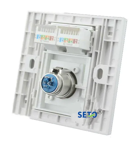SeTo 86 Тип двойной порт RJ45 Cat5e сеть+ XLR панель настенная пластина гнездо Keystone Лицевая панель