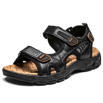 

New Men's Sandals Summer Genuine Leather Sandals Men Outdoor Casual Lightweight Sandal Sneakers Comfortable Men Shoes Size 38-46