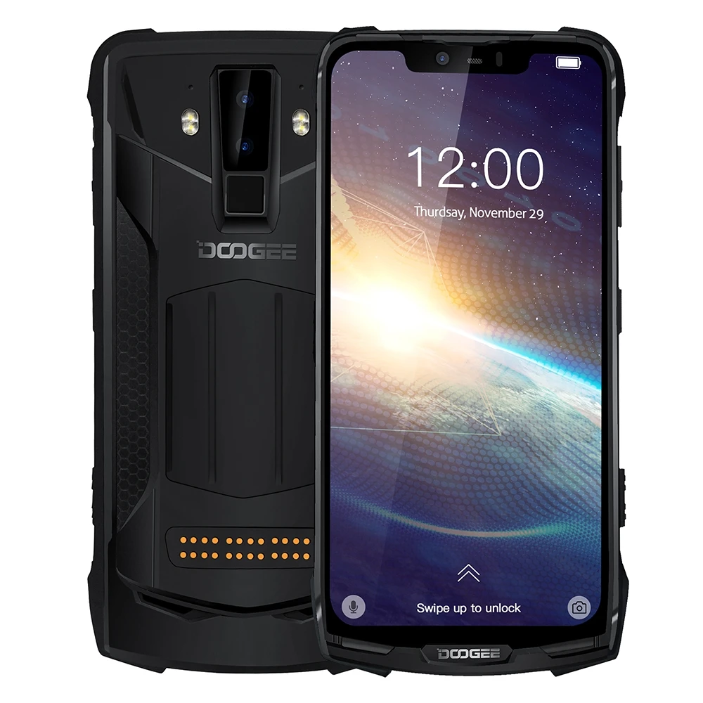 DOOGEE S90 Pro, мобильный телефон, 6 ГБ, 128 ГБ, водонепроницаемый, 5050 мАч, отпечаток пальца, распознавание лица, 6,18 дюймов, Android 9,0, четыре ядра, 4G, NFC, OTG Смартфон - Цвет: Black