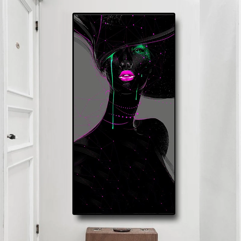 Black Skin Woman Fashion Sexy Girl Oil Painting on Canvas Posters and Prints Cuadros Wall Art Pictures For Living Room | Дом и сад