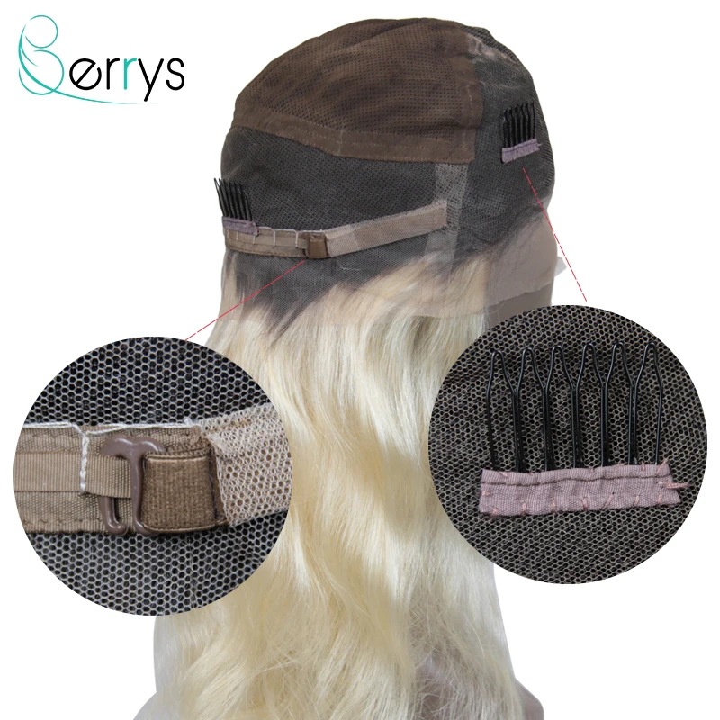 Berryshair 10 А бразильские человеческие волосы парики 1B/613 телесные волнистые на