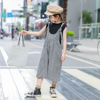 

Girls' suit, strap pants, summer 2020, new Korean style, net red, fashionable, two piece set medium and big girl wear 6-112