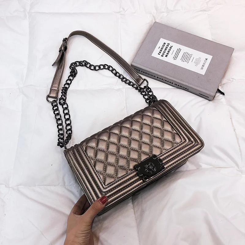 Crossbody Bags For Women Leather Handbags Luxury Handbags Women Bags Designer Famous Brands Ladies Shoulder Bag Sac A Main - Цвет: Золотой