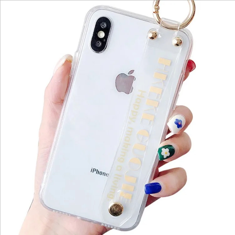 Для Apple iphone 7 8 plus Ручной Чехол для телефона Xs Max прозрачный ремешок 6s окрашенный