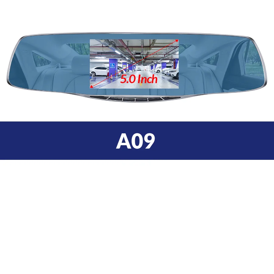 A09 Новинка Full HD 1080P автомобильная Dvr камера Авторегистратор 5 дюймов Зеркало заднего вида Цифровой видеорегистратор Два объектива Регистратор Видеокамера - Название цвета: A09