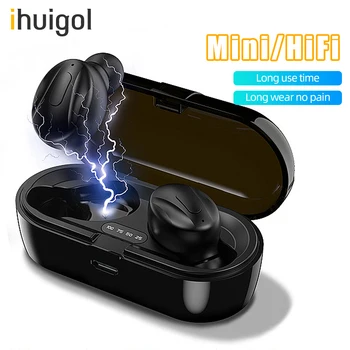 

ihuigol TWS Wireless Bluetooth Earphones 9D Hifi Stereo Sport Waterproof Wireless Earphone Headset Handsfree Bluetooth For Phone