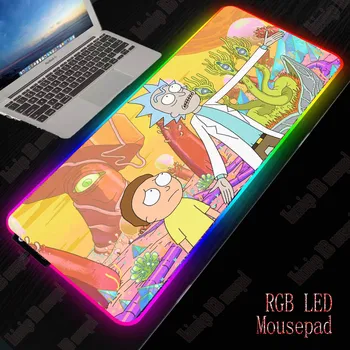 

XGZ Rick and Morty Anime RGB Large Gaming Mouse Pad Led Computer Mousepad Big Mouse Mat with Backlight for Keyboard Desk Mat
