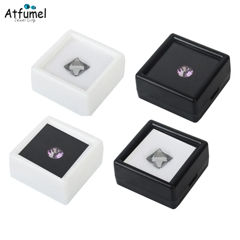 

Wholesale Square Plastic Jewelry Organizer Box Soft Sponge Insert Diamond Display Box Gemstone Storage Case Gift Stone Box 80Pcs