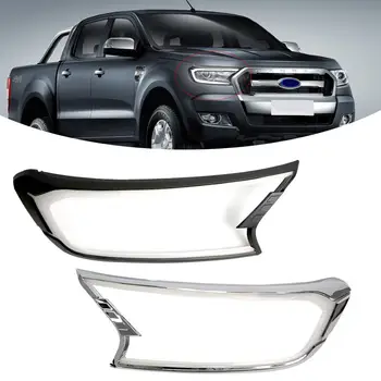 

For Ford RANGER T6 T7 T8 WILDTRAK 2015-2019 Car LED Black Chrome Headlight LED Cover Trim ABS Lamp Hood Eyebrow Decoration