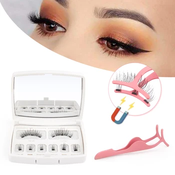 

Magnetic Eyelashes Mink Natural 3D Mink Hair Lashes Individual False Eyelashes Extension Tweezers with Acrylic Box Maquiagem