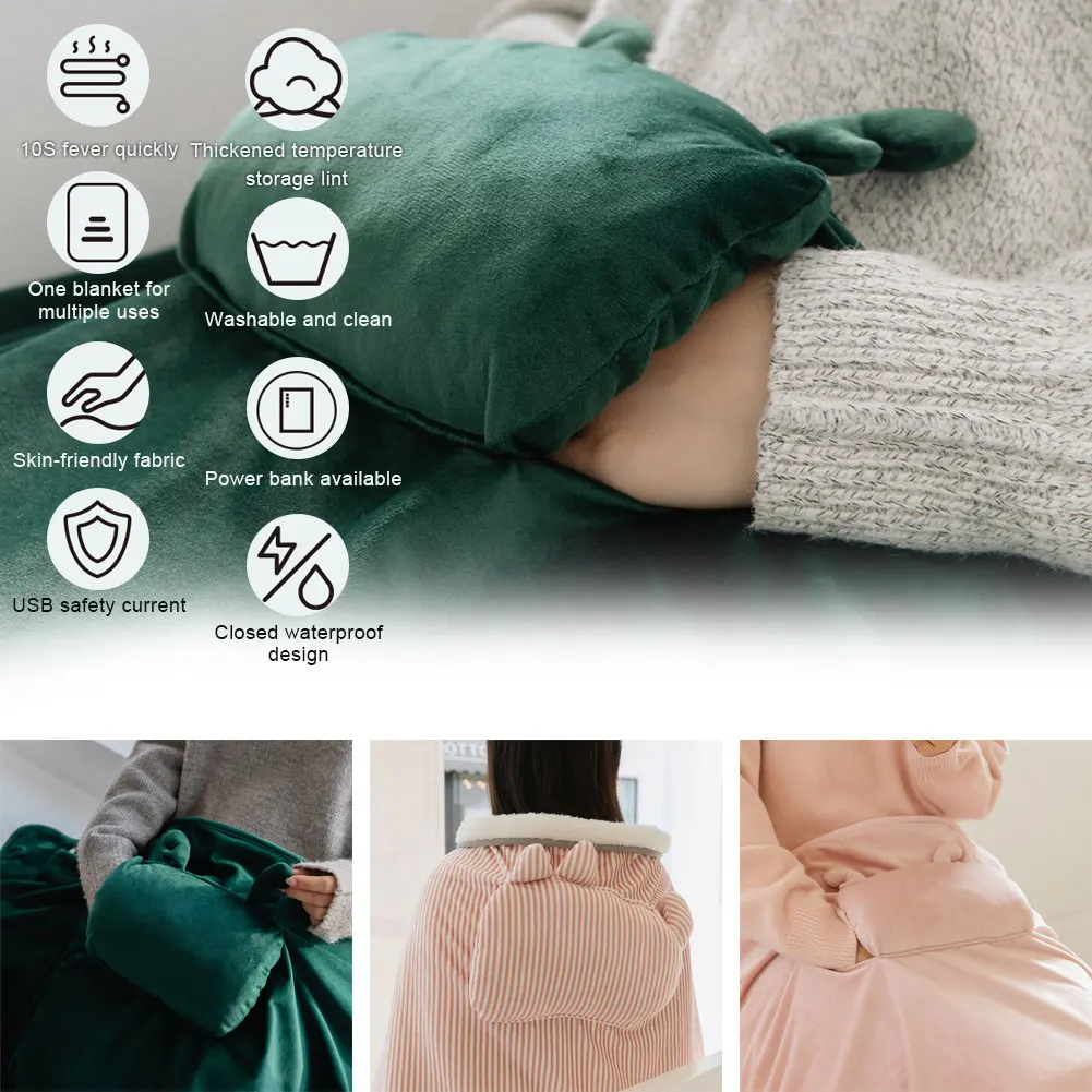 

Electric Heated Blanket Throw Washable USB Body Warmer Blanket Office Dormitory Cover Leg Shawl Knee Pad Full-Body Fast Heating