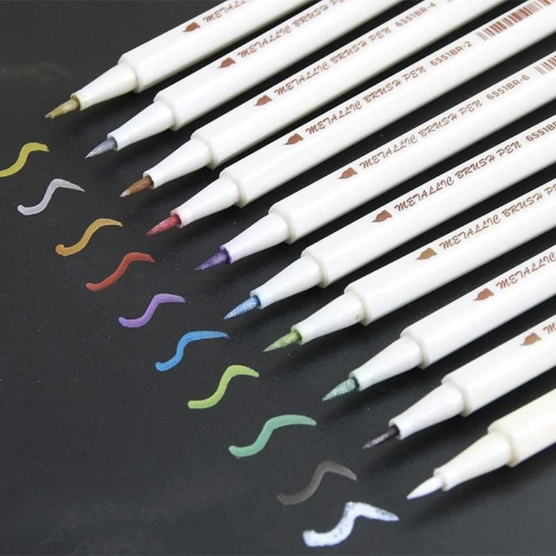 

STA6651BR 10 Colors Soft Brush Art Highlighter Metallic Marker Pens for Drawing Scrapbooking Crafts Creative Stationery Supplies