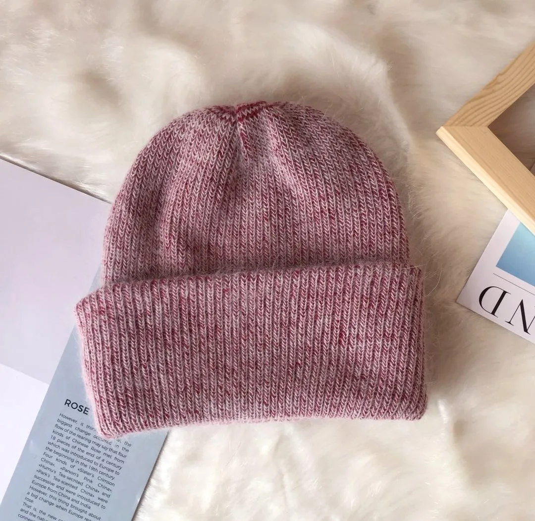 Women Winter Hat Knitted Beanie Hat Cashmere Knitted Hats for Women Cap Winter Autumn Rabbit Fur Ladies Solid Beanies Bonnet