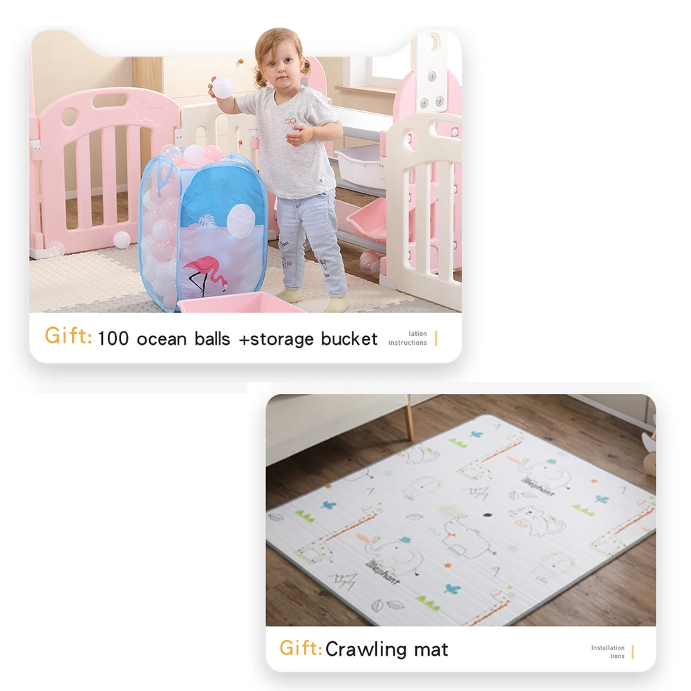 Happymaty Newborn Baby Fence Safety Barrier Playpen For Children with Ball Pool Kids Indoor Playground Game Fence  F01
