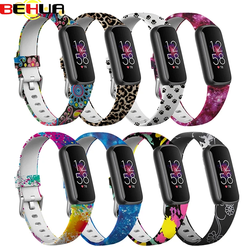 

Браслет BEHUA, силиконовый ремешок с принтом для Fitbit Luxe, сменные Модные Смарт-часы, спортивный браслет, аксессуары Correa