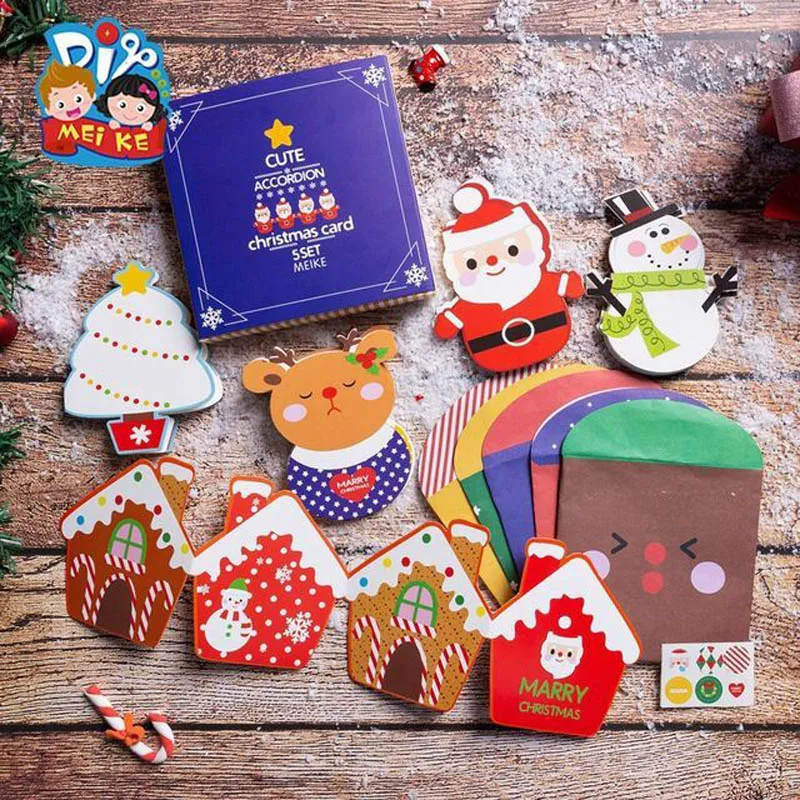 

Mini Santa Handmade DIY children Claus Christmas tree Snowman gift box tags card New Year blessing greeting message gift card