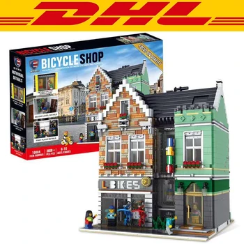 

3668pcs MOC City Commercial Street View Series Bike ShopHavana Cafe Ice Cream Shop Model Building Blocks Bricks Kids Toys Gift